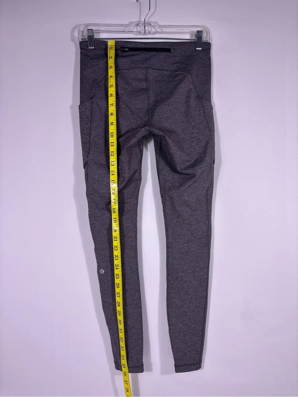 Lululemon Gray Heathered Leggings Side Pockets Size 8 28